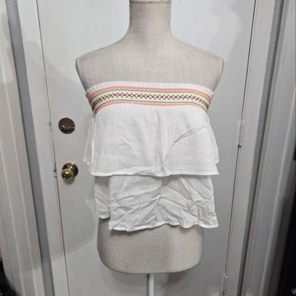 Aerie Tiered Strapless Top Boho Style NWT Sz Large - Picture 1 of 9